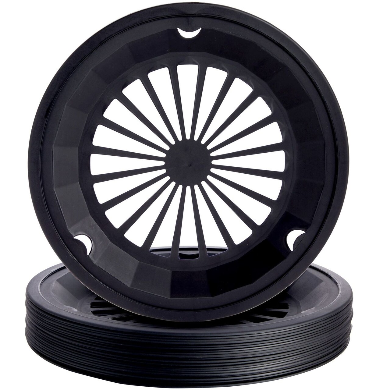 Juvale Plastic Paper Plate Holders Reusable - Black, Medium (Fits 9-Inch), Pack of 20 - Support Rings with Snap-In Grooves, Stability for Picnic & Party